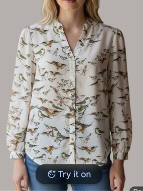 Persaman New York Bird-Print Blouse 🐦 Size medium
